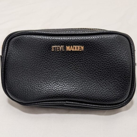 Steve Madden Black Leather Gold Hardware Belt Bag - Picture 2 of 5